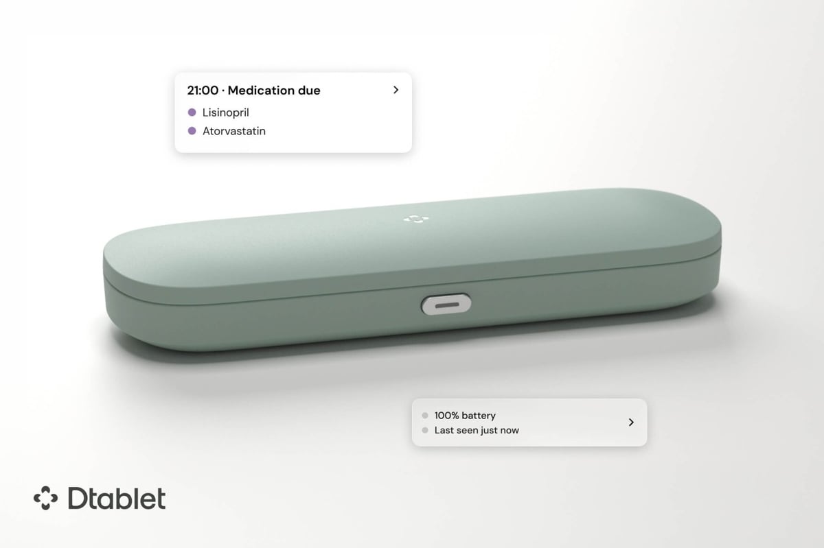 Dtablet Week med appvarsler for medisinering og batteristatus