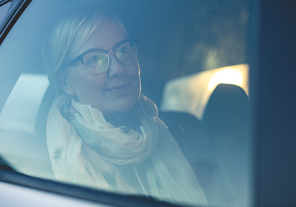 Ansatt i bilen mellom to besøk