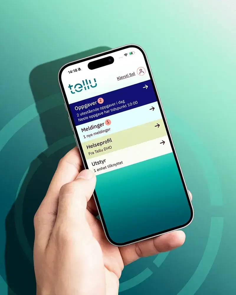 Dialogg-appen fra Tellu på en mobiltelefon
