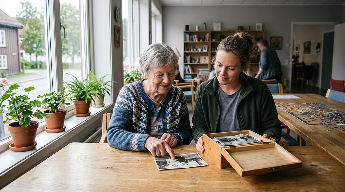 illustrasjonsfoto - eldre dame med datter eller pleier